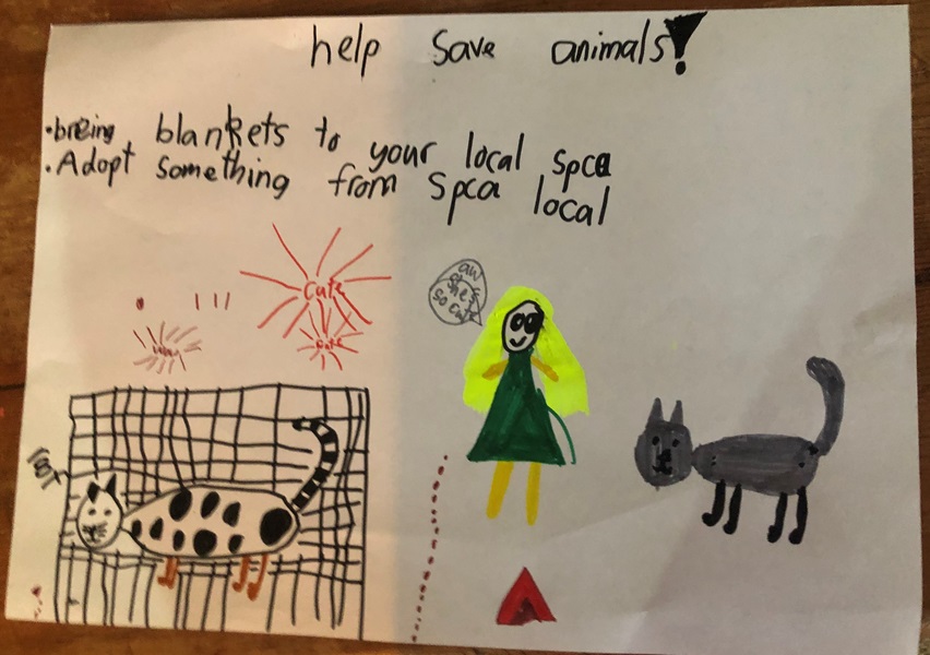 Caitlin's awesome Help Save the Animals poster! 