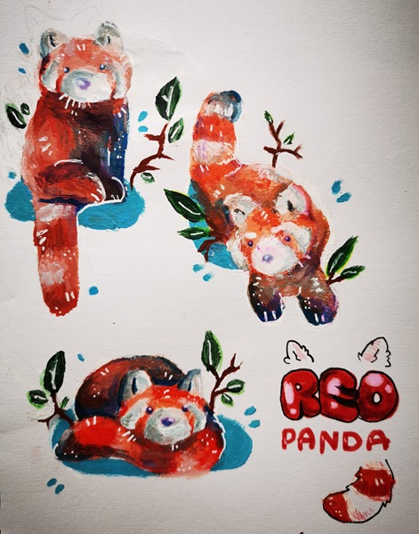 This incredible red panda artwork was created by Ching Yu, age 11