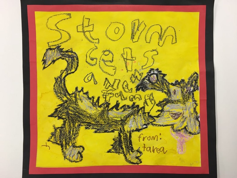 Student drawings of SPCA Storybook characters from Chaucer School